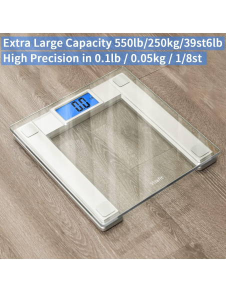 Balanza Digital de Baño Vitafit 250kg con App IMC Plata Balanza Digital de Baño Vitafit 250kg con App IMC Plata