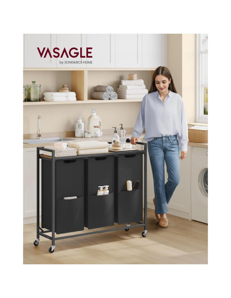 Clasificador de Ropa VASAGLE 165L con 3 Bolsas Desmontables Clasificador de Ropa VASAGLE 165L con 3 Bolsas Desmontables