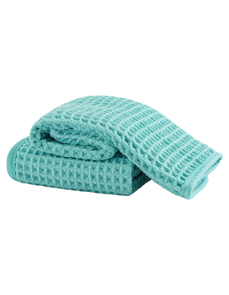 Juego de 2 Toallas de Cara Microfibra Turquesa 33x33 cm Juego de 2 Toallas de Cara Microfibra Turquesa 33x33 cm