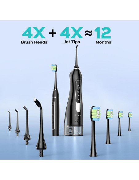 COSLUS Kit de Limpieza Oral 2 en 1: Irrigador Dental y Cepillo Eléctrico COSLUS Kit de Limpieza Oral 2 en 1: Irrigador Dental y Cepillo Eléctrico