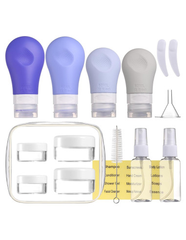 Set de 16 Botellas de Silicona Gemice 3oz Aprobadas por TSA