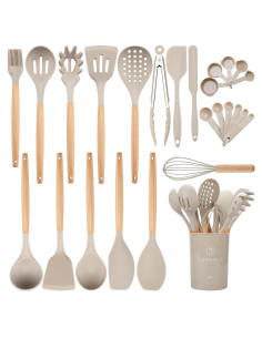 Juego de Utensilios de Cocina Silicona NCUE 26 Piezas Caqui