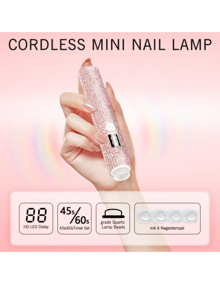 Lámpara UV Portátil Peccera Y10 para Uñas de Gel Rosa Lámpara UV Portátil Peccera Y10 para Uñas de Gel Rosa