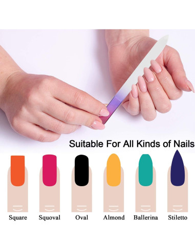 6 Limas de Uñas de Vidrio LPOne con Funda Protectora 14x1cm
