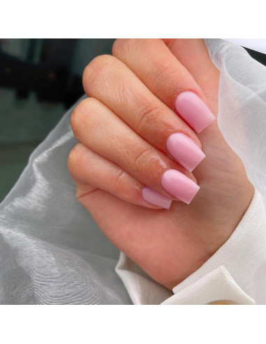 KQueenest 30 Uñas Postizas Rosa Cuadradas Medias Reutilizables