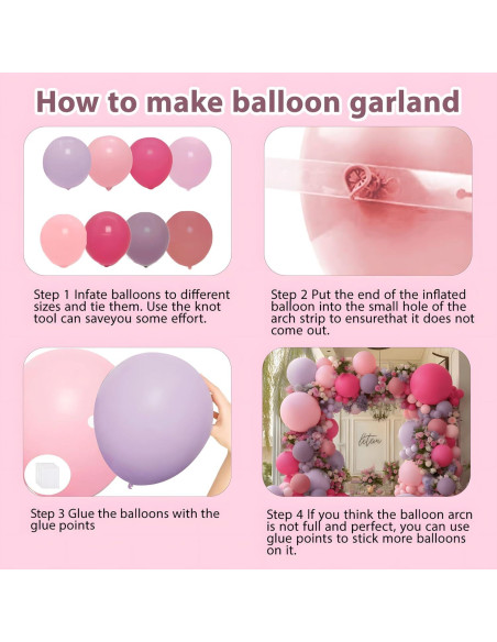 Kit de Arco de Globos Rosa Fucsia y Púrpura Kafeli 33 Piezas Kit de Arco de Globos Rosa Fucsia y Púrpura Kafeli 33 Piezas