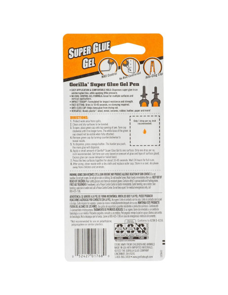 Bolígrafo de Gel Gorilla Super Glue 5.5g - Paquete de 2 Bolígrafo de Gel Gorilla Super Glue 5.5g - Paquete de 2