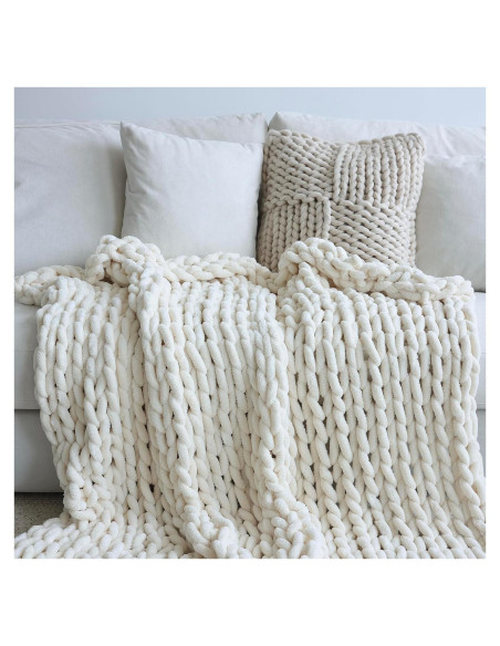 Manta de Chenille Maetoow 101.6x127 cm Crema Hecha a Mano Manta de Chenille Maetoow 101.6x127 cm Crema Hecha a Mano