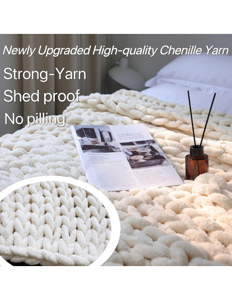 Manta de Chenille Maetoow 101.6x127 cm Crema Hecha a Mano Manta de Chenille Maetoow 101.6x127 cm Crema Hecha a Mano