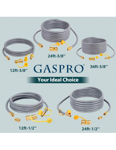 Manguera de Gas Natural GASPRO 24 Pies 3/8" ID Conexión Rápida