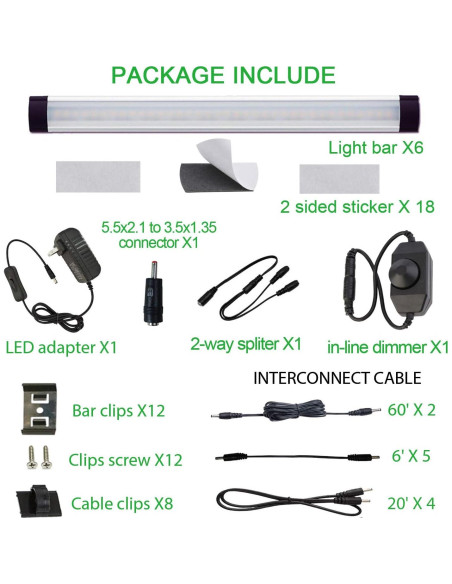 Kit de Iluminación LED AIBOO 6 Paneles 12V Regulable Blanco Día Kit de Iluminación LED AIBOO 6 Paneles 12V Regulable Blanco Día