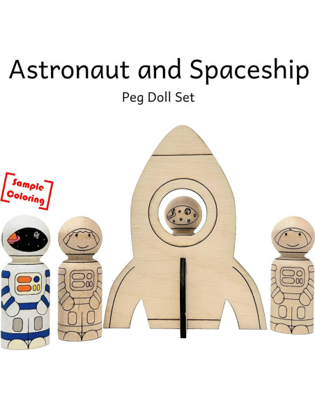 Conjunto de Muñecos de Madera Pegsies - Astronauta y Nave Espacial Conjunto de Muñecos de Madera Pegsies - Astronauta y Nave Espacial