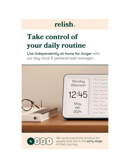 Reloj Digital Relish Day Hub para Personas Mayores - Pantalla Grande Reloj Digital Relish Day Hub para Personas Mayores - Pantalla Grande