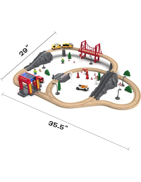 Conjunto de tren eléctrico de madera Goli Toys 72 piezas Conjunto de tren eléctrico de madera Goli Toys 72 piezas