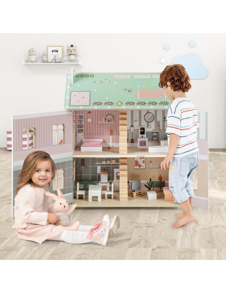 Casa de Muñecas HONEY JOY de Madera 3 Pisos 19 Accesorios Casa de Muñecas HONEY JOY de Madera 3 Pisos 19 Accesorios