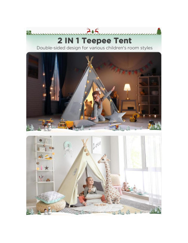 Tienda Tipi para Niños Besrey 2 en 1 con Alfombra y Luz
