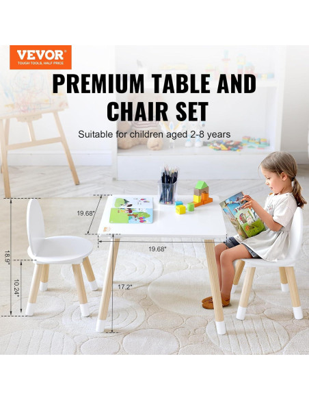 Conjunto Mesa y Sillas para Niños VEVOR, Madera Multi-Actividad Conjunto Mesa y Sillas para Niños VEVOR, Madera Multi-Actividad