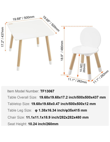 Conjunto Mesa y Sillas para Niños VEVOR, Madera Multi-Actividad