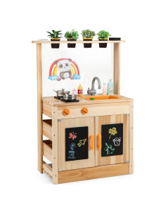 Cocina de Juego Exterior Costzon de Madera con Fregadero y Macetas