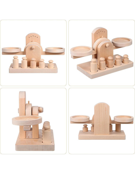 Juego de Balanza de Madera Ibasenice - Juguete Educativo 78.2x35.1 cm Juego de Balanza de Madera Ibasenice - Juguete Educativo 78.2x35.1 cm