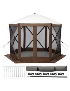 Carpa Gazebo Portátil MERXENG 12x12FT con Mosquitera