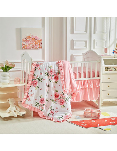 Juego de Ropa de Cuna 3 Piezas UOZZI Rosa Floral
