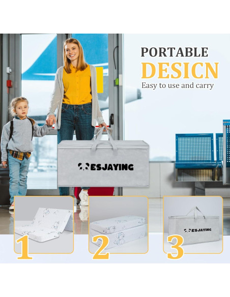 Colchón Espuma de Memoria para Pack and Play ESJAYING 96.5x66cm Colchón Espuma de Memoria para Pack and Play ESJAYING 96.5x66cm
