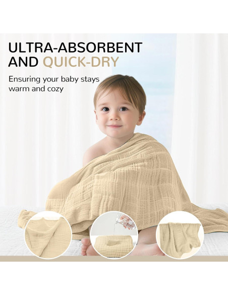Toallas de bebé con capucha Momsnug - 3 unidades de 88.9 cm - Algodón Toallas de bebé con capucha Momsnug - 3 unidades de 88.9 cm - Algodón