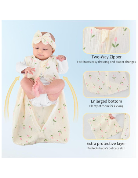 Conjunto Saco de Dormir Muselina 4 Piezas Synrroe 0-6 Meses Conjunto Saco de Dormir Muselina 4 Piezas Synrroe 0-6 Meses