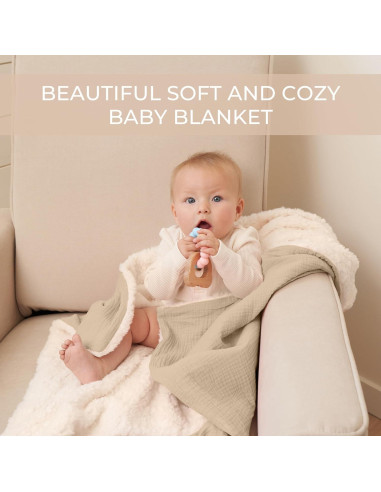 Manta de Algodón Muslín ZICOTOs Beige 89x70 cm Lavable