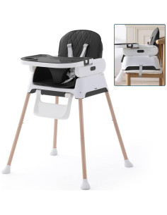 Silla Alta 3 en 1 Soobaby Negra Ajustable para Bebés y Niños 2