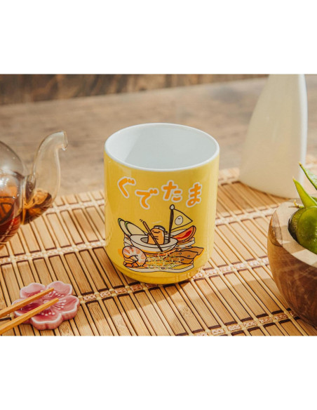 Taza de Té Cerámica Sanrio Gudetama 340ml Sin Asa Amarillo Taza de Té Cerámica Sanrio Gudetama 340ml Sin Asa Amarillo