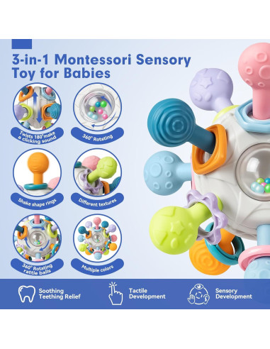 Juguetes Montessori 3 en 1 SpringFlower para Bebés 0-18 Meses