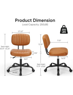 Silla de Oficina Sin Brazos DUMOS Ajustable Marrón Oscuro 2