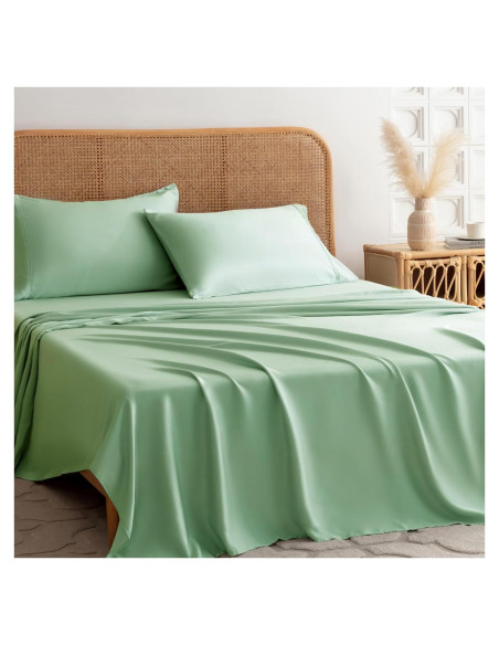 Juego de Sábanas Queen SilkWings - 100% Viscosa Bambú Verde Juego de Sábanas Queen SilkWings - 100% Viscosa Bambú Verde