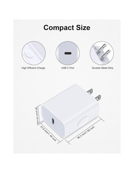 Cargador Rápido 20W AILKIN USB C con Cable 6FT para iPhone 17 Cargador Rápido 20W AILKIN USB C con Cable 6FT para iPhone 17