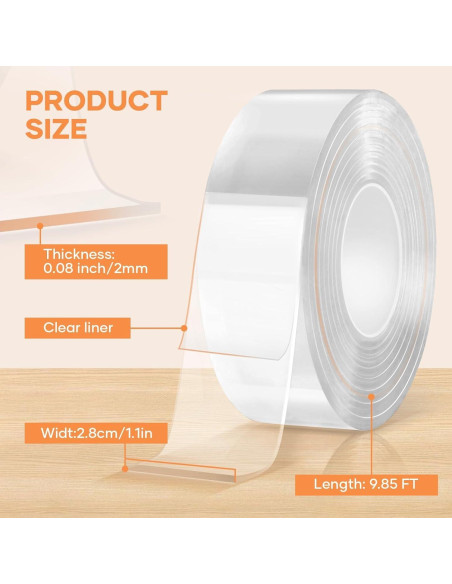 Cinta Doble Cara FlyCoco 3m Resistente Transparente Reutilizable Cinta Doble Cara FlyCoco 3m Resistente Transparente Reutilizable