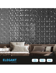 Paneles de Pared 3D Art3d - 33 Piezas Texturizados Diamante 30.48 cm Plata 2