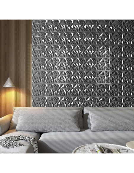 Paneles de Pared 3D Art3d - 33 Piezas Texturizados Diamante 30.48 cm Plata Paneles de Pared 3D Art3d - 33 Piezas Texturizados Diamante 30.48 cm Plata