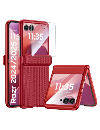 Funda protectora dura Spugan para Motorola Razr 2024/2025 - Rojo
