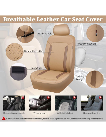 Cubiertas de Asiento de Coche Beige CAR PASS Juego Completo Cubiertas de Asiento de Coche Beige CAR PASS Juego Completo