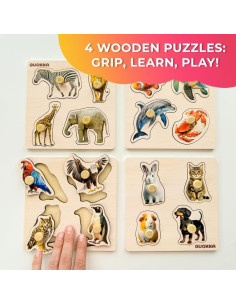 Rompecabezas de Madera QUOKKA para Niños 1-4 Años - 4 Juegos Educativos 2