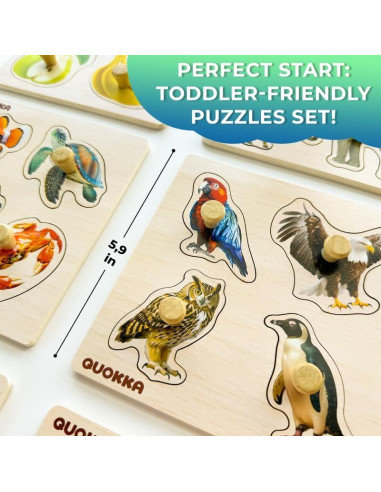 Rompecabezas de Madera QUOKKA para Niños 1-4 Años - 4 Juegos Educativos