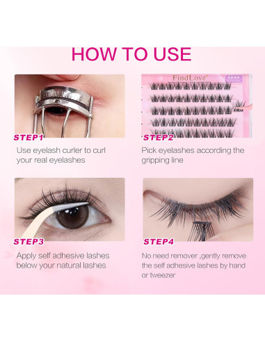 Pestañas Autoadhesivas FindLove Sin Pegamento 19.1x11.2cm