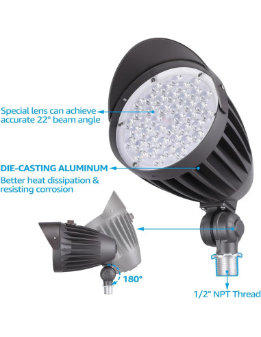 Lámpara de Inundación LED LEONLITE 40W 4880LM 3CCT Impermeable