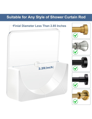 Soportes Adhesivos para Barra de Ducha YNL - 2 Pack Transparente