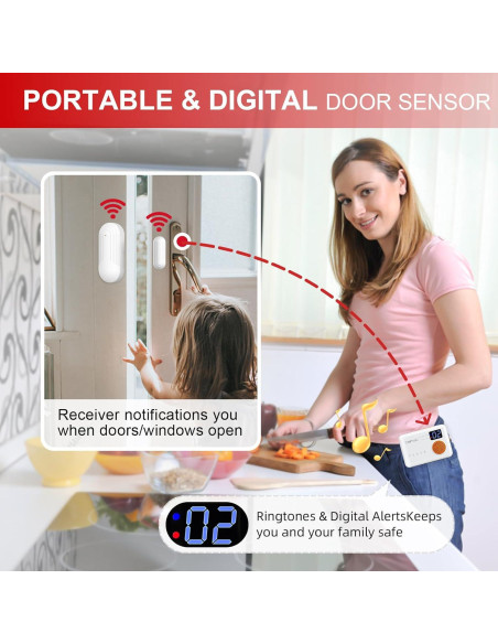 Timbre Inalámbrico de Sensor de Puerta CallToU - 3 Sensores + 2 Receptores Timbre Inalámbrico de Sensor de Puerta CallToU - 3 Sensores + 2 Receptores