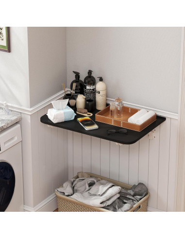 Escritorio Plegable Montado en la Pared Negro 60 cm x 39.6 cm