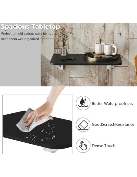 Escritorio Plegable Montado en la Pared Negro 60 cm x 39.6 cm Escritorio Plegable Montado en la Pared Negro 60 cm x 39.6 cm