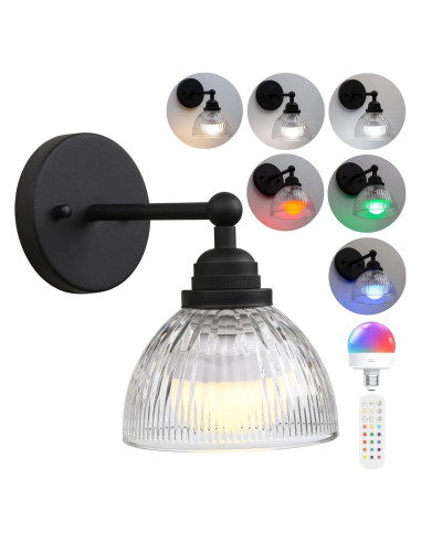 Aplique de pared recargable Phansthy negro con control remoto